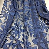 NANZU 150 cm breit schwarz blau bestickter halbtransparenter Chiffon-Stoff am laufenden Meter Polyester-Chiffon-Stoff zum Schneidern von Kleidung