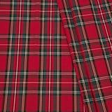 STOFFKONTOR Modestoff Dekostoff Schottenkaro Stoff - Meterware, Farbe Rot-Grün - zum Nähen von Jacken, Hosen, Röcken, Deko UVM.