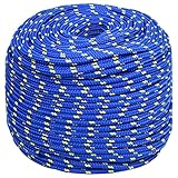vidaXL Bootsseil Ankerleine Festmacher Tauwerk PP Leine Seil Tau Polypropylenseil Geflochten Flechtleine Blau 6mm 50m Polypropylen