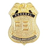 CREATIV DISCOUNT NEU FBI-Abzeichen aus Metall zum Anstecken, Gold-Optik