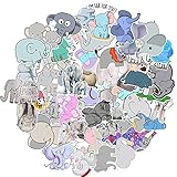 Bric Dodo 50 Stück Elefant Stickers Aufkleber Auto Laptop Telefon Gitarre Skateboard Motorrad Fahrrad Kawaii Tier Stickers Set Vinyl Wasserdicht Aesthetic Aufkleber für Jugendliche Kinder Erwachsene