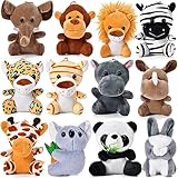 Tacobear 12 Stück Dschungel Kuscheltier Spielzeug 14cm Plüsch Schlüsselanhänger Kinder Weiche Mini Püschtier Stofftiere für Safari Party Mitgebsel Geburtstag Ostereier Weihnachten Kleine Geschenke