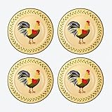 Hagen Grote Traditionelles Hahnengeschirr: Essteller, 4 Stück, Ø 27 cm, dekoratives Landhaus-Motiv