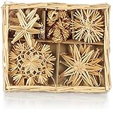 COM-FOUR® 26x Strohsterne im Mix-Set - Christbaum-Schmuck - Stroh-Anhänger für den Weihnachtsbaum - natürlicher Christbaum-Behang - Weihnachtsdekoratio (026-teilig - Set3)