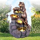 Gartenbrunnen Brunnen Zierbrunnen Zimmerbrunnen Springbrunnen Brunnen Wasserfall Wasserspiel für Garten (BLÜTEN-Frosch mit LED-Licht - 230V)