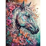 BJBJJIU 5D Diamond Art Painting Kit, Diamant Painting Bilder Set, Diamant Malerei Strass Stickerei Malerei Painting für Erwachsene, Kinder, Haus, Wand Dekoratione 40x30cm (Pferd)