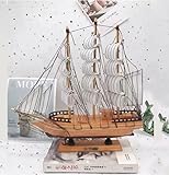 Segelboot-Modell-Dekoration, Miniatur-Segelboot, nautisches Segelboot-Modell, Heimdekoration, Vintage-Segelschiff-Modell, 3-Mast-Modell, Segelboot-Display, Holz, Segelboot-Modell, Ozean-Thema,