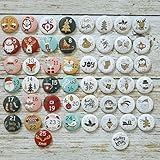 DAHI 2sets Adventskalender Zahlen Buttons Nummer 1-25 zum Weihnachtskalender selber basteln für Jutesäckchen, Anstecker Nadeln (buntgold)
