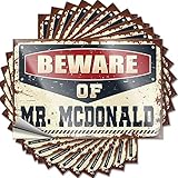 Auto-Aufkleber, Aufschrift "Beware of Mr. Mcdonald", lustig, 8 x 12 cm, 10 Stück