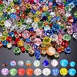 Aoyfuwell 1300 Stück Glasperlen Zum Auffädeln, 8/6/4mm Bunte Kristallperlen zum Auffädeln,Kristall Perlen für Sonnenfänger Schmuckherstellung Armbänder DIY Perlen Basteln Set