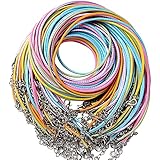BETESSIN 60 STK / 6 Farben Halskette Kunstleder mit Edelstahl Verschluss Ohne Anhänger Kette Damen Herren Halsband Band Kunstlederkette Lederkette DIY Schmuck Basteln Lederbänder Lederschnur