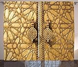 ABAKUHAUS marokkanisch Rustikaler Vorhang, Marrakesch Königspalast, Wohnzimmer Universalband Gardinen mit Schlaufen und Haken, 280 x 175 cm, Hellbraun