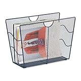 Relaxdays Zeitungsständer, moderner Zeitungshalter, freistehend, Mesh-Optik, HxBxT: 27 x 39,5 x 17 cm, Metall, anthrazit