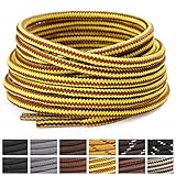 Stepace Rund Schnürsenkel [2 Paar] Reißfest Schuhbänder für Wanderschuhe Arbeitsschuhe Trekkingschuhe, ca. 4,5 mm Durchmesser, 100 cm - 180 cm Länge Golden Brown-140(Streifen)