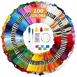 JOTOL Stickgarn,200 Farben Kreuzstich Fäden+Werkzeuge,Embroidery Threads Regenbogenfarbe,Wird für Kreuzstichfaden,Armbandfaden,Basteltwist,Kunsthandwerksdrehfaden