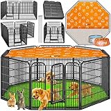 LovPet Welpenlaufstall Freilaufgehege Welpenauslauf I Hundelaufstall XXL 8 Gitter je 80x80 cm I Wetterfester Tierlaufstall mit Tür für Hund Katze Welpe Kaninchen Meerschweinchen I mit Dach & Erdankern