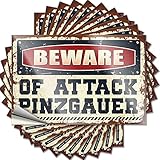 Auto-Zubehör, Aufschrift "Beware of Attack", Pinzgauer, lustige Aufkleber, Garagendekoration für Herren, 6 x 9 cm, 10 Stück