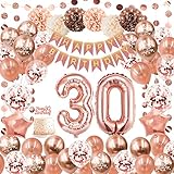 30 Geburtstag Deko Frauen,Luftballon 30. Geburtstag Rosegold Mit Geburtstag 30 Deko,Geburtstagsdeko 30 Happy Birthday Banner,Deko 30. Geburtstag Ballons,Konfetti Ballon für 30 Deko Frau Mehrweg