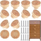 12 Stück Rattan Möbelknöpfe Schrankknöpfe Boho Deko Schränke Möbelknöpfe Holz Kommodenknöpfe Schubladenknöpfe Vintage Schubladenschrank Holz Griffe für Küchenschränke Türknauf Schrankgriffe 4cm
