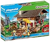 PLAYMOBIL Country 5422 Almhütte, mit zahlreichen Möbeln und frei aufstellbarem Stall mit Zaunelementen, für Kinder ab 4+ Jahren [Exklusiv bei Amazon]