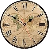 TAHEAT 20 cm Globe Weltkarte Wanduhr, Klein Vintage Landhausstil Uhr, Ohne Tickgeräusche Retro Wanduhren für Küche Wohnzimmer Schlafzimmer Badezimmer