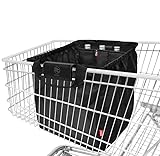 achilles Einkaufswagentasche faltbar, Einkaufswagentasche zum Einhängen mit 3 Flaschenfächern und Kühleinsatz, Einkaufstasche passend für alle gängigen Einkaufswagen, 54x35x39 cm (Schwarz)