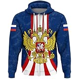KETAFOUND Unisex-Winter-Kapuzenpullover – 3D-Druck Mit Russland-Flagge, Durchgehender Reißverschluss, Kapuzenpullover, Warmer Mantel Mit Taschen, Muster Mit Nationalemblem, Große Größ