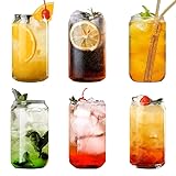 PULIS Bierdosenglas 6er Set Spülmaschinenfest Hitzebeständig Robust Langlebig Wassergläser Saftgläser Einmachglas Trinkglas Longdrinkgläser Eiskaffeegläser Tasse Hause, Restaurants und Partys(486 ml)