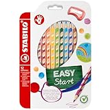 STABILO - Ergonomischer Buntstift für Rechtshänder - EASYcolors - 12er Pack mit Spitzer - 12