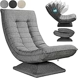 Casaria® Sessel verstellbare Rückenlehne 360° Drehbar Klappbar 150kg Belastbarkeit 60x105x87cm Gepolstert Wohnzimmer Gaming Relax Boden Lounge Sessel Grau