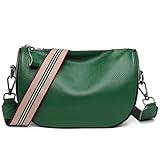 YUHONLNOR Crossbody Bag Damen Leder Breiter Gurt Umhängetasche Bauchtasche Damen Leder Stylish,Grün.