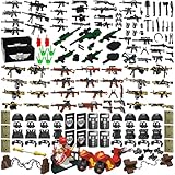 Nicolababe Waffenpaket 225-teiliges Zubehör Militärwaffenset inkl. Helm, Körperschutz, Umhang und Motorrädern, entwickelt für Minifiguren, kompatibel mit Minifiguren aller großen Marken (SWAT-Waffe)