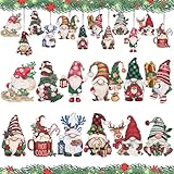 Kesote Holzanhänger Weihnachten Deko Anhänger 24x Weihnachtsanhänger Holz Nikolaus Weihnachtsbaumschmuck zum Basteln Christbaumschmuck (12 Motive)