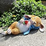 iRonrain Gartenstatuen Kaninchen, Fantasy Bunny Outdoor Art Décor Tierfiguren Ornament für Thanksgiving Day, Weihnachtsstatue Dekorationen für Garten Hof Rasen Indoor Skulptur (Blau)