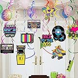 36 Stück 80er Deko, Deko 80er Jahre Party Luftschlangen Geburtstag HäNgende Wirbel Deko Spiralen Hippie Rock Neon Party Deko Hip Hop RüCkblick füR Erwachsene 80er Rock Hippie Disco Retro Partybedarf