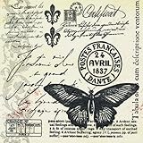 20 Servietten Butter-Fly-Mail ? Schmetterlingspost/Vintage 33x33cm