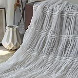CEMELI 150 cm breit, 100 cm lang, gestreift, Bestickt, faltig, Stoff, Stretch-Tüll, halbtransparenter Chiffon-Stoff, Meterware für die Kleiderherstellung