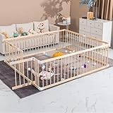Modularer Baby XXL-Laufstall aus massivem Kiefernholz – Sicherer unlackierter Laufstall mit Tür – TOP-QUALITÄT& einfacher Auf-/Abbau in 10 Minuten – 190X190/180X200cm – Faltbarer Baby