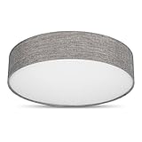 REV Deckenleuchte - Deckenlampe rund 50cm mit Stoff-Lampenschirm im Vintage-Look – ideal für Schlafzimmer & Wohnzimmer, braun-silber