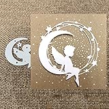 Stanzschablone Stanzform Engel auf dem Mond, Metall Stanzbögen Stanze Stanzrahmen Schablone zur Scrapbooking Karten Siber