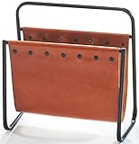 Kobolo Zeitungsständer Magazinsammler aus Metall und Kunstleder braun 39x21x40 cm