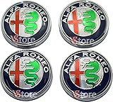 4 Nabenkappen für Alfa Romeo Giulietta 159 146 156 Brera Mito Fregi Felgen, 60 mm, grün