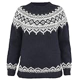 ICEWEAR Damen-Brynja-Pullover aus 100% Islandwolle mit Rundhalsausschnitt | nordisch inspiriertes traditionelles Lopapeysa-Muster | in Vier Farbgebungen, entworfen in Island