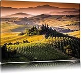 Pixxprint Wunderschöne Toskana Landschaft, Größe: 80x60cm, Leinwandbild, fertig gespannt, Wandbild, Dekoration, Kunstdruck, kein Poster