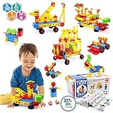 VATOS Konstruktionsspielzeug STEM Spielzeug Bauen 327 Stück Kreatives Baukasten Lernspielzeug Pädagogische Ingenieurblöcke Spielzeug für 3-10 Jährige Jungen & Mädchen Kinder