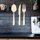3 Stück Holz Geschirr Set, Schild Gabel & Löffel Messer Wanddekoration,Hängende Kunst Küche Essen Schild Landhaus Deko Hintergrund Wanddekoration Für Küche Esszimmer Zuhause Restaurant ( Color : B , S