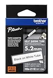 Brother Original Pro Tape HSe-211E Schrumpfschlauch – schwarz auf weiß, 5,2 mm breit, 1,5 m lang