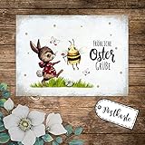 ilka parey wandtattoo-welt A6 Grußkarte Postkarte Osterkarte Print Hase Biene Bienchen Hummel Schmetterlinge & Spruch Fröhliche Ostergrüße Punkte pk242 - ausgewählte Menge: *1 Stück*