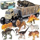Tacobear Dinosaurier Transporter Truck LKW Dinosaurier Spielzeug Autotransporter Dinosaurier Figuren Tiere Spielzeugautos Dinoauto Spielzeugfahrzeug Auto Geschenke für Jungen Kinder 3-8 Jahre