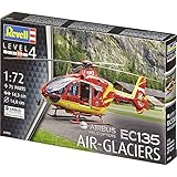Revell Modellbausatz EC135 Air-Glaciers - Rettungshubschrauber mit Cockpit und Fenestron-Rotor - Beweglicher Hauptrotor - Authentische Abziehbilder für präzise Nachbildung